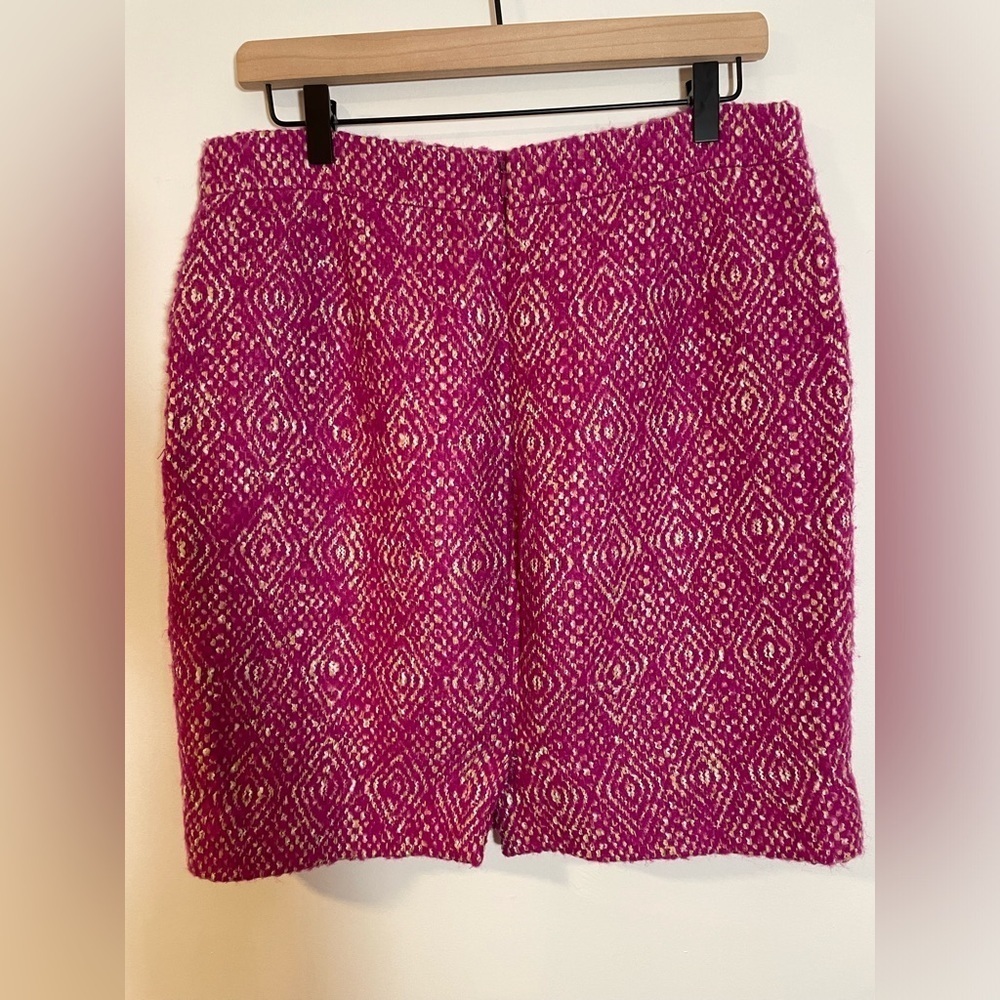 J Crew No 2 Pencil Pink Tweed Lined Skirt Diamond Design Women Size 8 Wool Blend - Picture 3 of 9